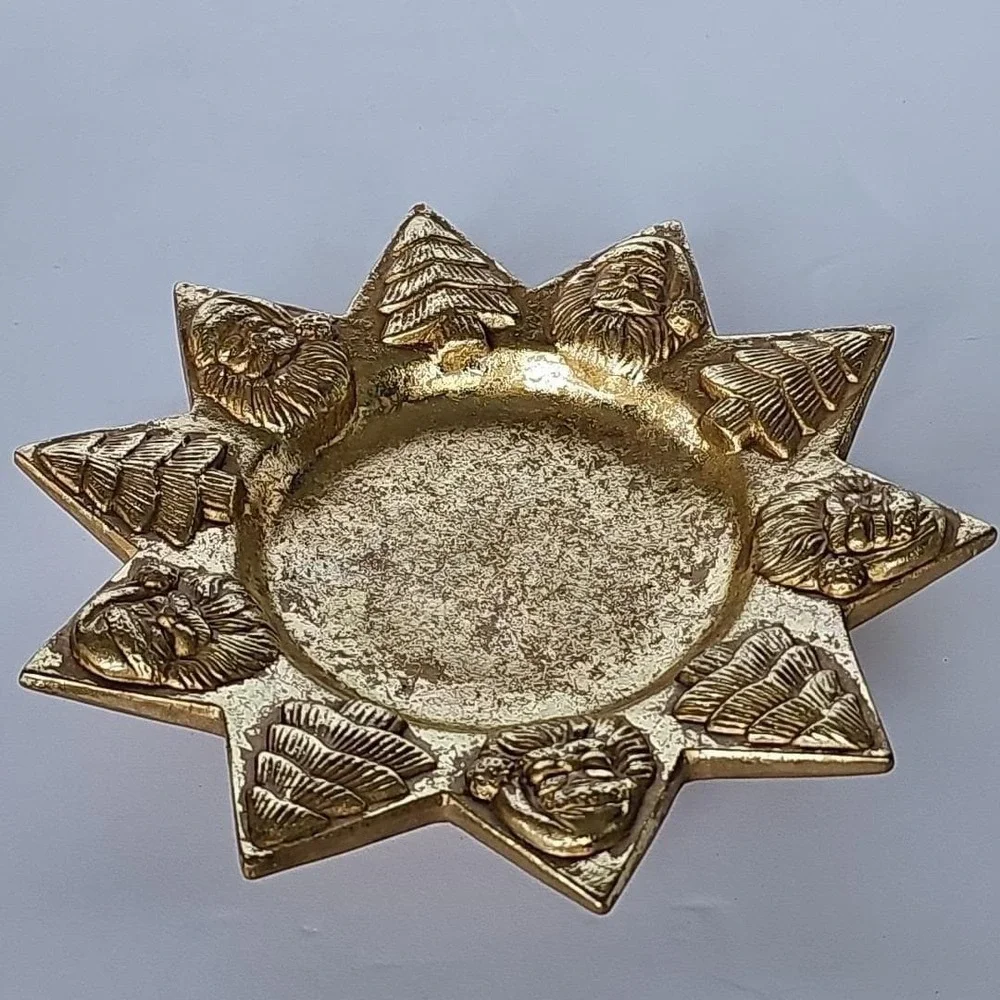 Vintage Kirkland‎ Star Candle Holder Gold Santa Christmas Tree Holiday Decor